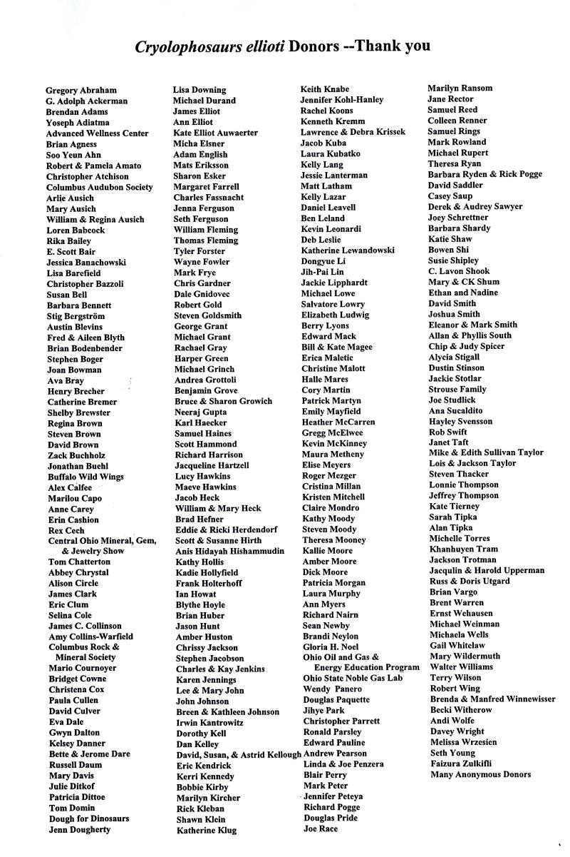 Cryolophosaurus donor list