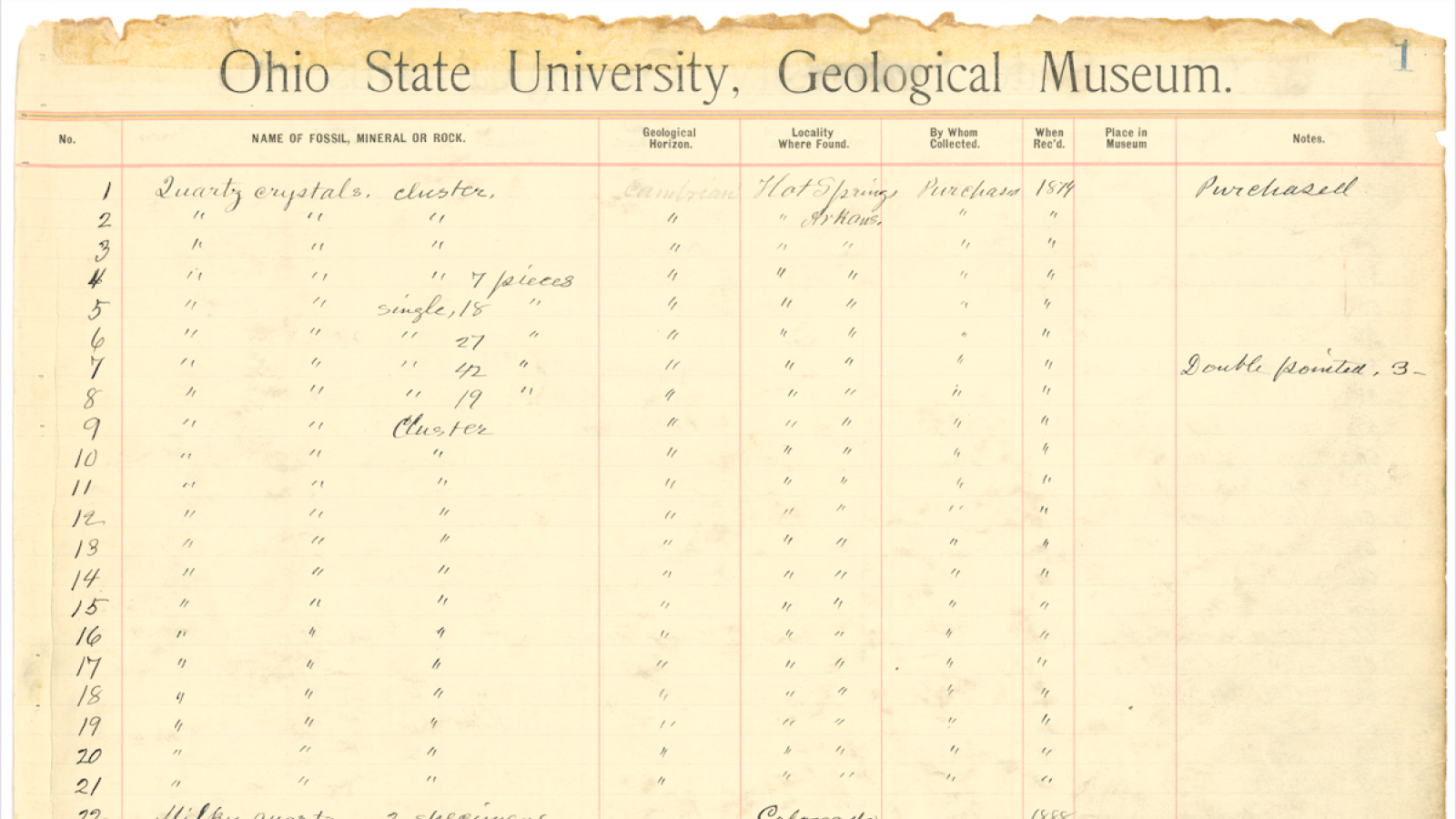 Orton Museum catalog p1 numbers 1-30